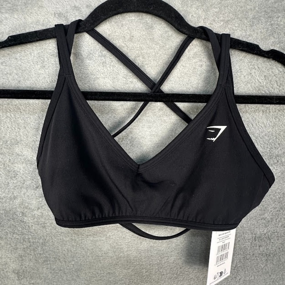 Gymshark Back Gain Sports Bra Women Extra Small Black Light Support Wireless Gym